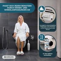 Nástavec na WC Mobiclinic Tajo s výklopnými opierkami, 19 cm, 3 výškové úrovne, sklopný, s vekom, pre seniorov a imobilných pacientov, biely 6