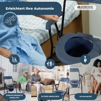 Mobiclinic Timon toaletné kreslo skladacie, výškovo nastaviteľné, ergonomické sedadlo, polstrované opierky na ruky, protišmykové nožičky, prenosná toaleta 3