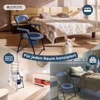 Mobiclinic Timon toaletné kreslo skladacie, výškovo nastaviteľné, ergonomické sedadlo, polstrované opierky na ruky, protišmykové nožičky, prenosná toaleta 5