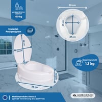 Mobiclinic Titán povišica za WC školjku s poklopcem, visina 10 cm, nosivost 160 kg, bijela, za starije osobe i osobe smanjene pokretljivosti 2