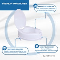 Vyvýšená toaletná doska s vekom Mobiclinic Titanium, výška 14 cm, nastaviteľná, protišmyková, pre seniorov a dospelých, biela, max. 160 kg 5
