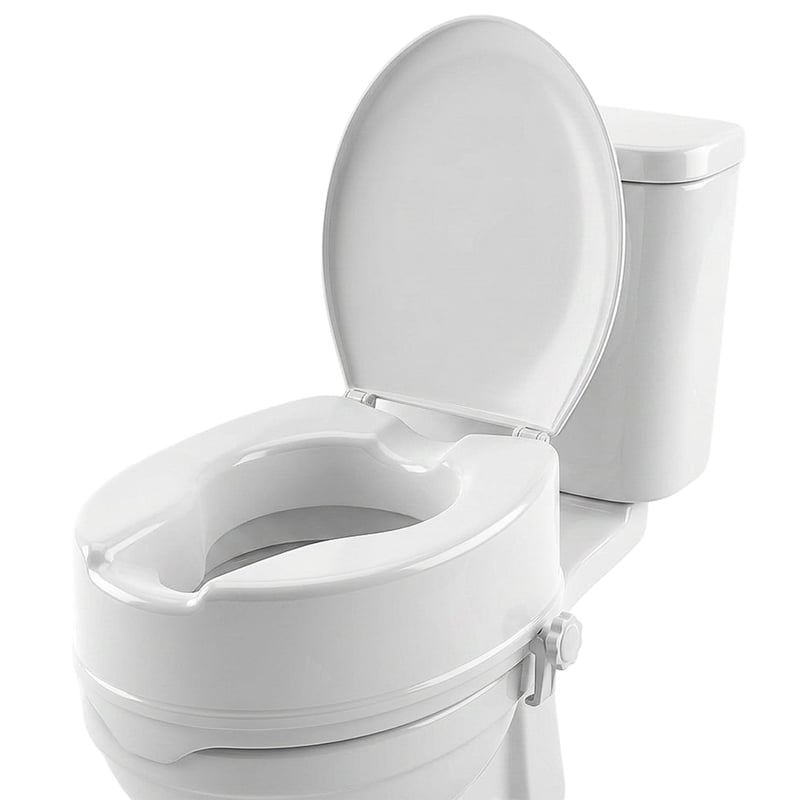 Vyvýšená toaletná doska s vekom Mobiclinic Titanium, výška 14 cm, nastaviteľná, protišmyková, pre seniorov a dospelých, biela, max. 160 kg
