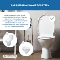 Vyvýšená toaletná doska s vekom Mobiclinic Titanium, výška 14 cm, nastaviteľná, protišmyková, pre seniorov a dospelých, biela, max. 160 kg 7