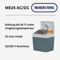 Elektrická chladiaca taška Mobicool ME24, 23 litrov, sivá, 12 V a 230 V, do auta, na kempovanie, na loď, režim Eco/Max, prenosná minichladnička 3