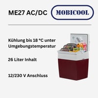Elektrická chladiaca taška Mobicool ME27, 26 l, vínovo červená, 12 V a 230 V, do auta, na kempovanie, na loď, ľahká, prenosná, režim Eco/Max 2