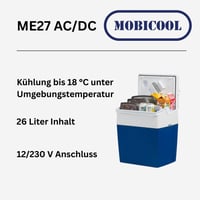 Elektrická chladiaca taška Mobicool ME27, 26 l, modrá, 12 V a 230 V, do auta, na kempovanie, na loď, ľahká, prenosná, režim Eco/Max, priehradka na kábel 2