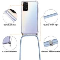 Priehľadný kryt na Xiaomi Redmi Note 11S (4G) 6,43", nárazuvzdorný bumper, puzdro na krk s popruhom 4