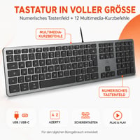 Drôtová klávesnica Mobility Lab DesignTouch pre Mac – sivá/čierna 3