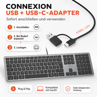 Drôtová klávesnica Mobility Lab DesignTouch pre Mac – sivá/čierna 5