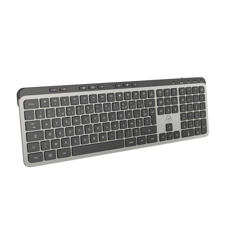 Tastatură wireless Mobility Lab KP450W – AZERTY, 2.4GHz USB + 2x Bluetooth, 25 taste rapide multimedia, încărcare USB-C, Windows