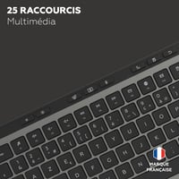 Tastatură wireless Mobility Lab KP450W – AZERTY, 2.4GHz USB + 2x Bluetooth, 25 taste rapide multimedia, încărcare USB-C, Windows 8