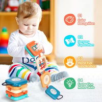 Montessori cestovná hračka do lietadla mobumeia pre bábätká, senzorická edukačná tabuľa (busy board) od 1 roka, rozvoj motorických zručností a 4
