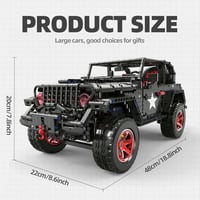 MOCBROPCS RC Off-Road Wrangler Black Warrior 1/8 Építőkészlet LED Fénnyel 2.4G Távirányítós Terepjáró 3