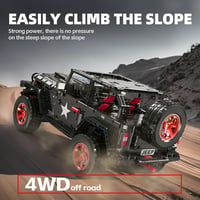 MOCBROPCS RC Off-Road Wrangler Black Warrior 1/8 Építőkészlet LED Fénnyel 2.4G Távirányítós Terepjáró 6