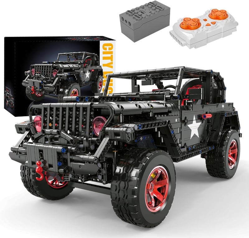 MOCBROPCS RC Off-Road Wrangler Black Warrior 1/8 Építőkészlet LED Fénnyel 2.4G Távirányítós Terepjáró