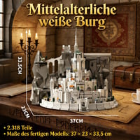 Stavebnica Mocbuiie Biele Mesto Minas Tirith s osvetlením – 2318 dielikov, model hradu zo Pána prsteňov pre dospelých, stredoveká modulárna budova 7