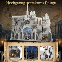 Stavebnica Mocbuiie Biele Mesto Minas Tirith s osvetlením – 2318 dielikov, model hradu zo Pána prsteňov pre dospelých, stredoveká modulárna budova 3