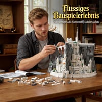 Stavebnica Mocbuiie Biele Mesto Minas Tirith s osvetlením – 2318 dielikov, model hradu zo Pána prsteňov pre dospelých, stredoveká modulárna budova 6