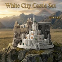 Stavebnica Mocbuiie Biele Mesto Minas Tirith s osvetlením – 2318 dielikov, model hradu zo Pána prsteňov pre dospelých, stredoveká modulárna budova 2