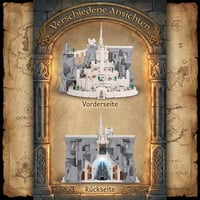 Stavebnica Mocbuiie Biele Mesto Minas Tirith s osvetlením – 2318 dielikov, model hradu zo Pána prsteňov pre dospelých, stredoveká modulárna budova 4
