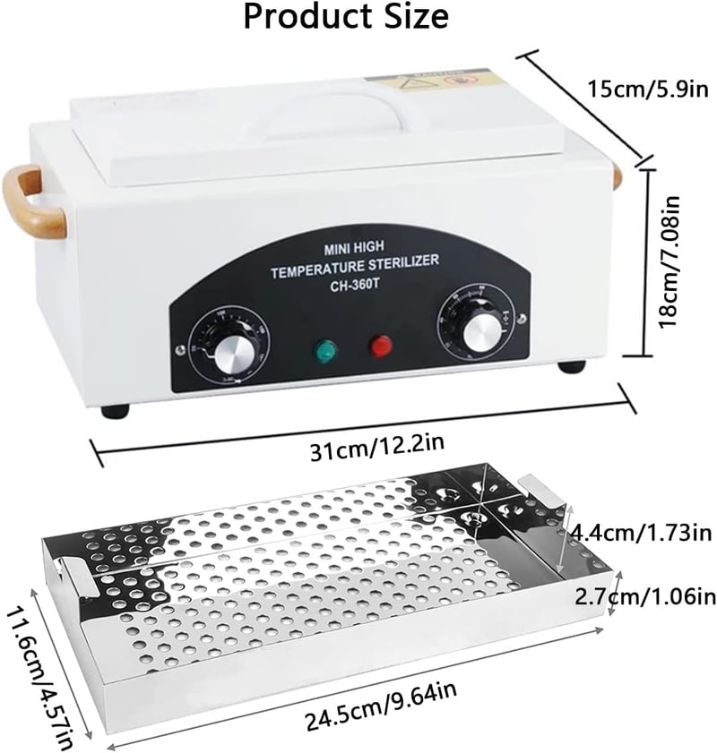 Mocoli 300W Száraz Hősterilizáló 200°C Köröm és Fodrász Eszköz Sterilizáló Időzítővel