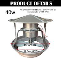 Mocoli 40 W kémény elszívó ventilátor, füstelszívó kipufogócső ventilátor 12,5–17 cm, csendes kéményszellőzés 3