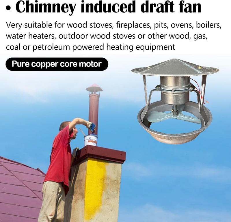 Mocoli 40 W kémény elszívó ventilátor, füstelszívó kipufogócső ventilátor 12,5–17 cm, csendes kéményszellőzés