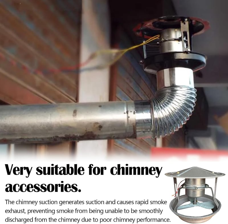 Mocoli 40 W kémény elszívó ventilátor, füstelszívó kipufogócső ventilátor 12,5–17 cm, csendes kéményszellőzés