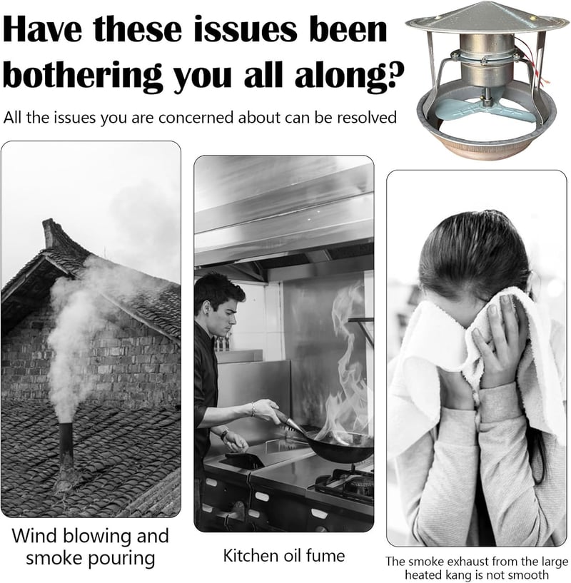 Mocoli 40 W kémény elszívó ventilátor, füstelszívó kipufogócső ventilátor 12,5–17 cm, csendes kéményszellőzés