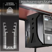 Mocoli Nerezový držiak na PC pod stôl, čierny, montáž na stenu, pre výšku 15-25 cm, šírka 47 cm, nosnosť do 30 kg 3