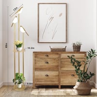 Modern Állólámpa 3 Állítható LED Madár Lámpával, Polcokkal és Asztallal - Arany Padlólámpa Nappaliba, Hálószobába - Mid Century Álló Világít 4