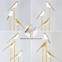 Modern Állólámpa 3 Állítható LED Madár Lámpával, Polcokkal és Asztallal - Arany Padlólámpa Nappaliba, Hálószobába - Mid Century Álló Világít 3