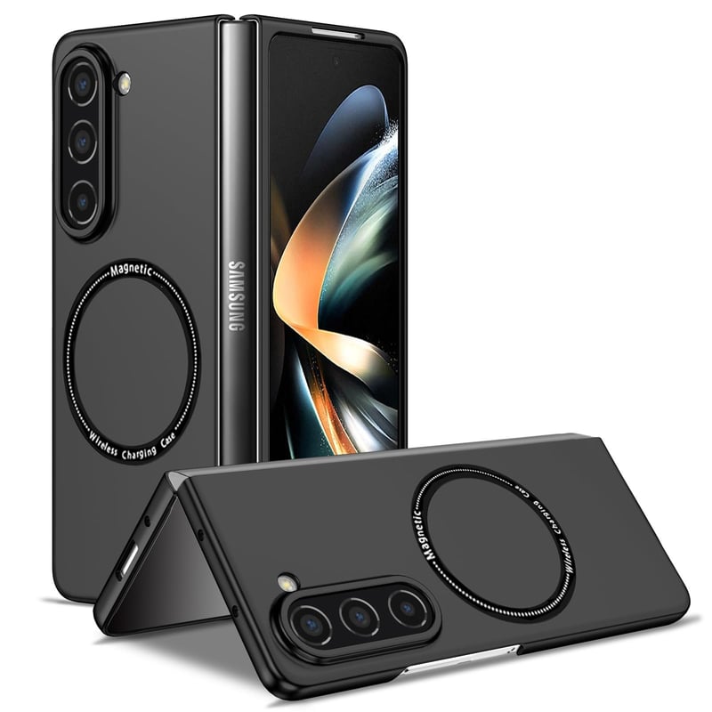 Magnetický kryt MODFYN kompatibilný s MagSafe pre Samsung Galaxy Z Fold5, čierny, tenký hybridný nárazuvzdorný ochranný kryt z PC