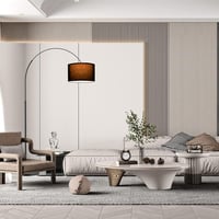 Modlicht vintage ívlámpa állólámpa fekete textil búrával 33 cm, LED E27, lábkapcsolóval hálószobába és hotelbe 7