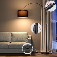 Modlicht vintage ívlámpa állólámpa fekete textil búrával 33 cm, LED E27, lábkapcsolóval hálószobába és hotelbe 3