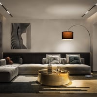 Modlicht vintage ívlámpa állólámpa fekete textil búrával 33 cm, LED E27, lábkapcsolóval hálószobába és hotelbe 4