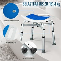 Sprchovacia stolička Modundry pre seniorov a tehotné ženy, hliníková, protišmyková, výškovo nastaviteľná v 6 stupňoch, nosnosť 180 kg, kúpeľňová pomôcka 2