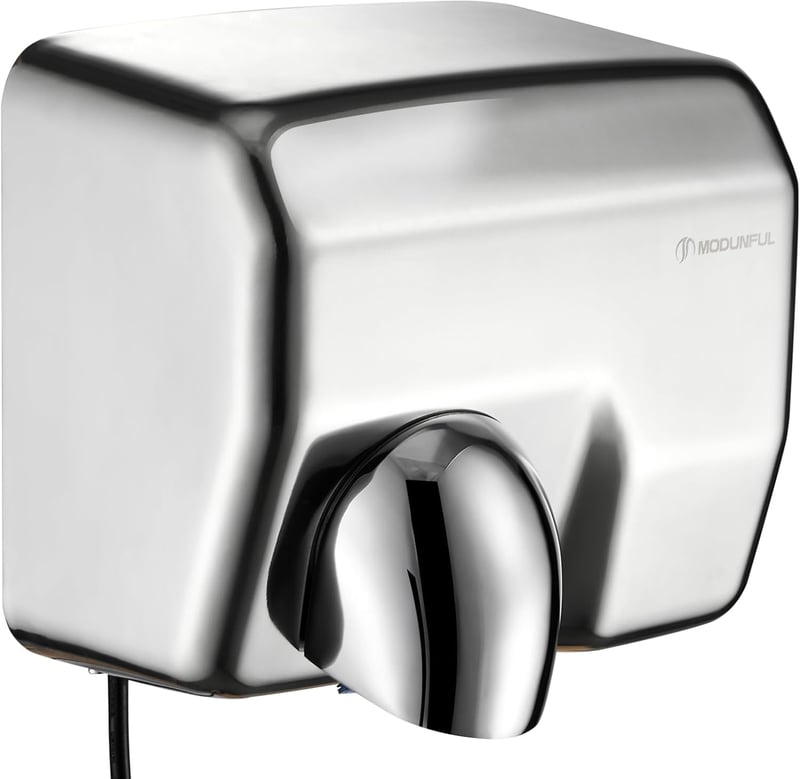 modunful Rozsdamentes Elektromos Kézszárító 2300W Automata Falra Szerelhető