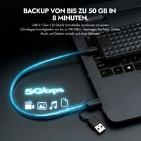 Hard disk extern portabil ModusTech Facet 500 GB, USB-C/USB 3.1 5Gbps, HDD ultra-subțire, Backup, Gaming, PC, Mac, PS4, Xbox, Smart TV, Negru 5