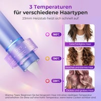 MOERAE Automata Hajgöndörítő Vas 23mm - Negatív Ionos Kerámia Bevonat, 3 Hőfokszint 160-220°C, Intelligens Forgó Rendszer, Rózsaszín 2