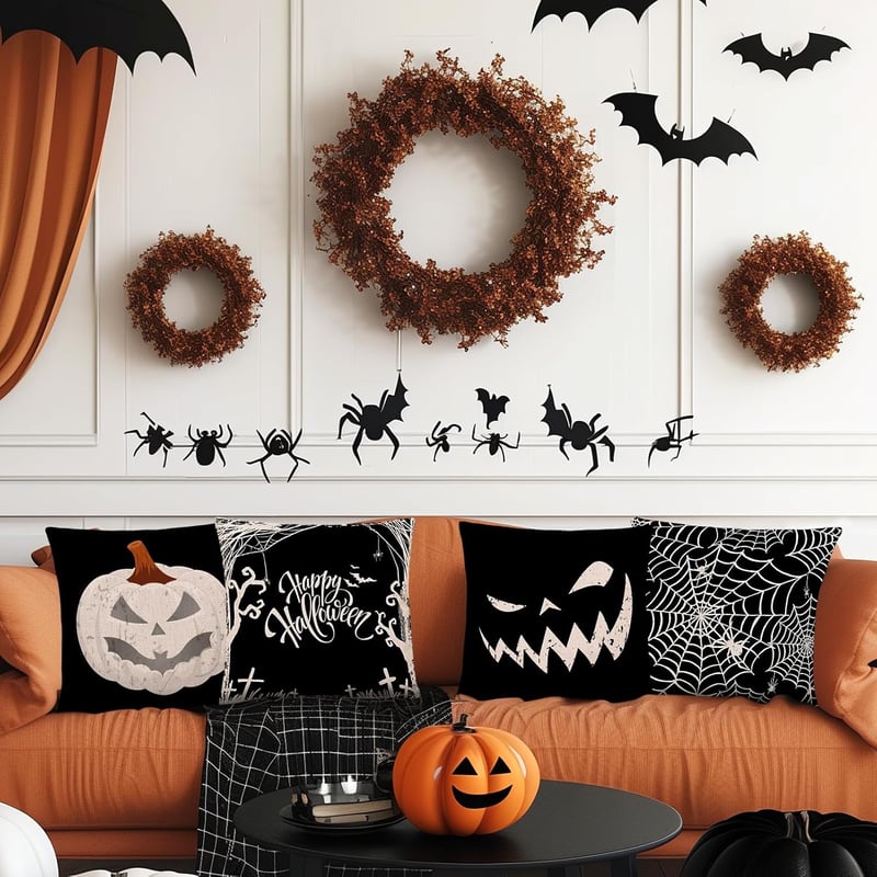 Moerstar Halloween párnahuzat szett 4 db 45x45 cm tökös szellem denevér mintás