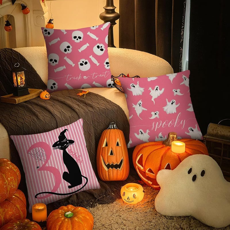 Moerstar Halloween párnahuzat szett 45x45cm tökök szellemek fledermaus mintás 4 darab