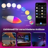 MOES E14 Okos LED Izzó - WiFi Alexa Kompatibilis RGBCW Fényforrás, Tompítható, Zene Szinkronizálás, 16 Millió Szín, Apple HomeKit, Google Ho 4