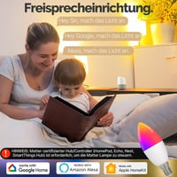 MOES E14 Okos LED Izzó - WiFi Alexa Kompatibilis RGBCW Fényforrás, Tompítható, Zene Szinkronizálás, 16 Millió Szín, Apple HomeKit, Google Ho 6
