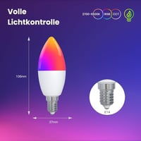 MOES E14 Okos LED Izzó - WiFi Alexa Kompatibilis RGBCW Fényforrás, Tompítható, Zene Szinkronizálás, 16 Millió Szín, Apple HomeKit, Google Ho 8