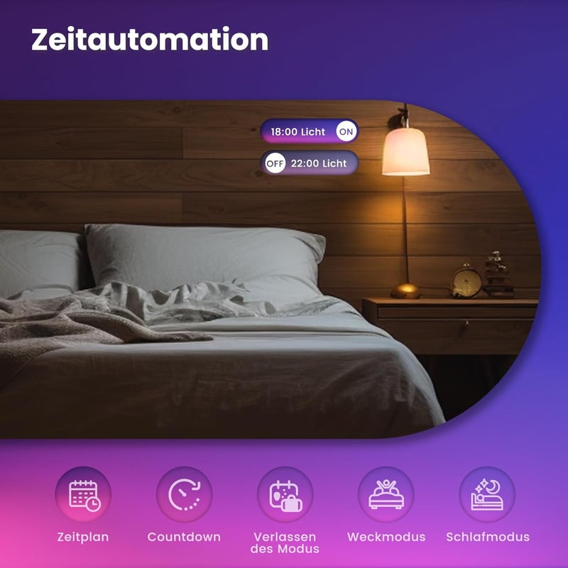 MOES E27 Okos LED Izzó - WiFi Alexa Kompatibilis RGBCW Fényforrás, 16 Millió Szín, Fényerőszabályzás, Zene Szinkronizálás, Apple HomeKit, Go