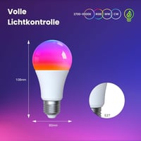 MOES E27 Okos LED Izzó - WiFi Alexa Kompatibilis RGBCW Fényforrás, 16 Millió Szín, Fényerőszabályzás, Zene Szinkronizálás, Apple HomeKit, Go 9