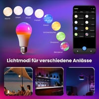 MOES E27 Okos LED Izzó - WiFi Alexa Kompatibilis RGBCW Fényforrás, 16 Millió Szín, Fényerőszabályzás, Zene Szinkronizálás, Apple HomeKit, Go 4