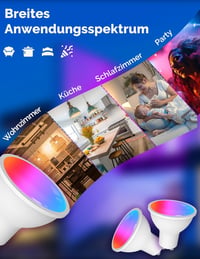 MOES GU10 WiFi Okos LED Izzó - RGB Színváltós, Fényerőszabályozható, 2700K-6500K, Alexa, Google Home és Apple HomeKit Kompatibilis, Zene Szi 6