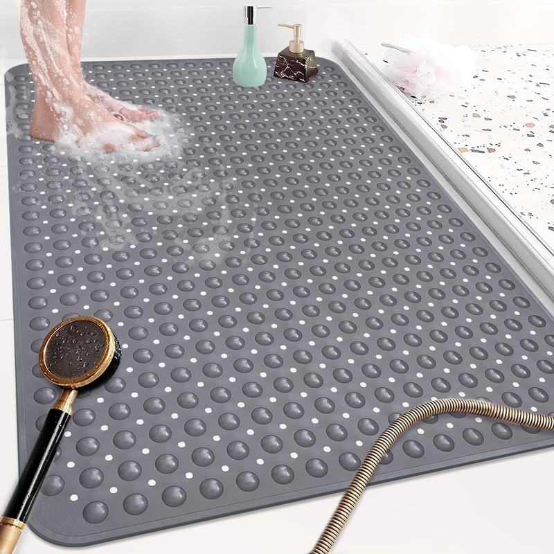 Protišmyková sprchová podložka Mofonky 80x120 cm, mäkký materiál TPE, s odtokovými otvormi a prísavkami, vhodná do práčky, antibakteriálna